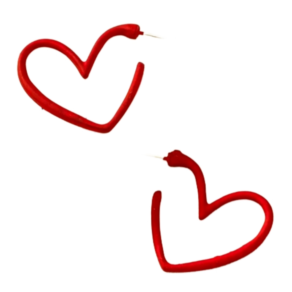 2for$30 - Red Heart Shaped Hoop Earrings